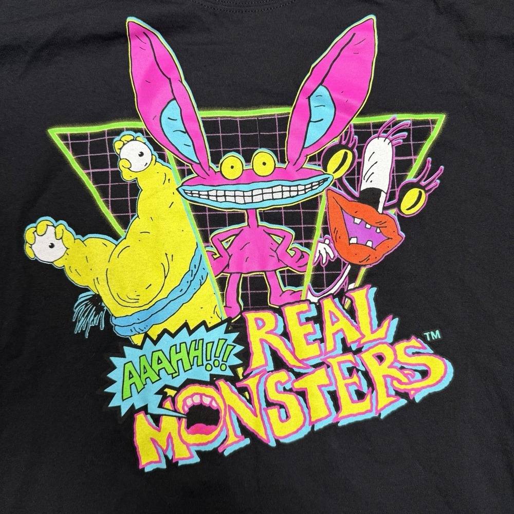 AAAHH!!! Real Monsters Shirt Size L Black Short Sleeve Nickelodeon 90's Cartoon